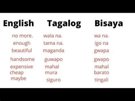 English Tagalog Bisaya Useful Everyday Words Youtube Filipino Words | Hot Sex Picture