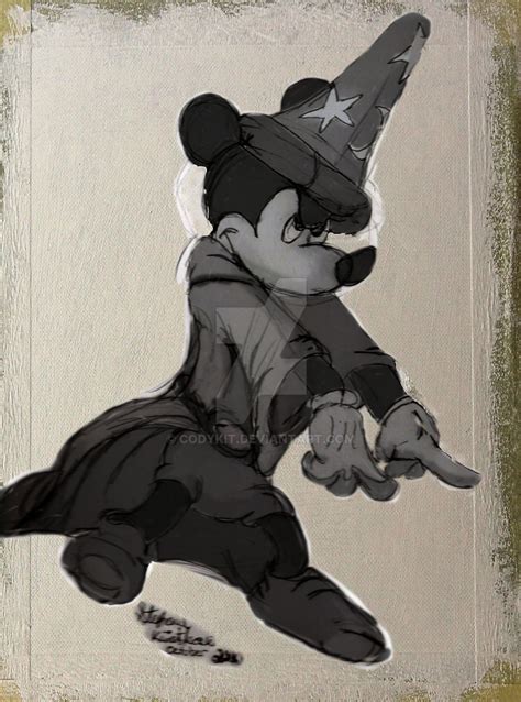 Sorcerer Mickey sketch grayscale by CodyKit on DeviantArt