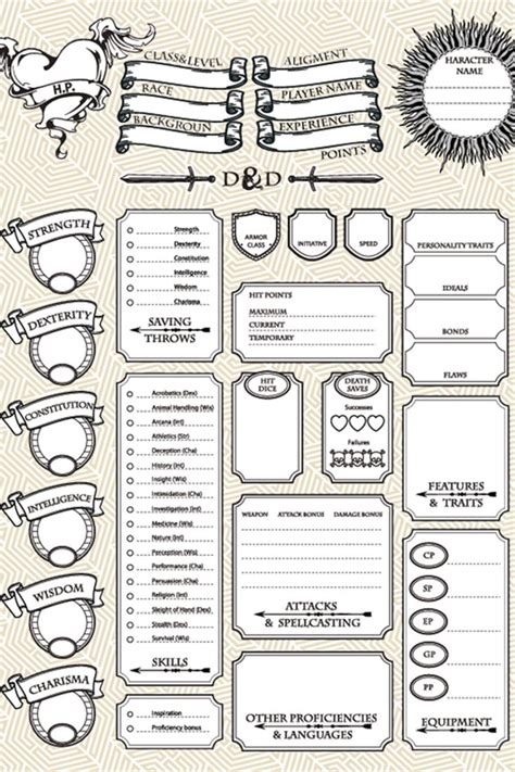 New Simple and Convenient Dnd Character Sheet. PDF Character Sheet for ...