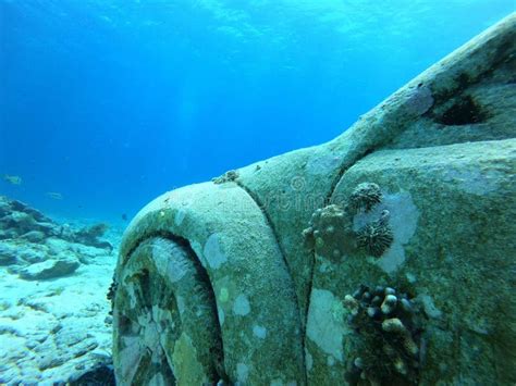 Underwater Scene of a Sunken Car in the Depths of the Ocean Floor. Stock Photo - Image of ...