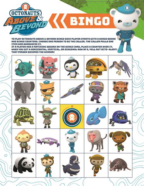 Octonauts Above & Beyond Adventure Mix & Bingo Printable