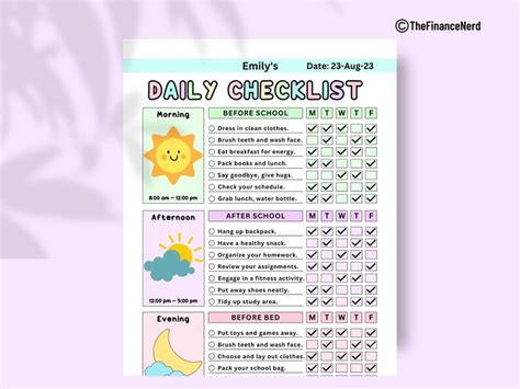 Editable Daily Checklist for Kids Printable to Do List Kids - Etsy