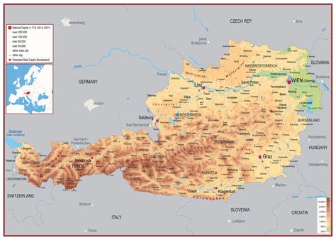 Physical map of Austria. Austria physical map | Vidiani.com | Maps of ...