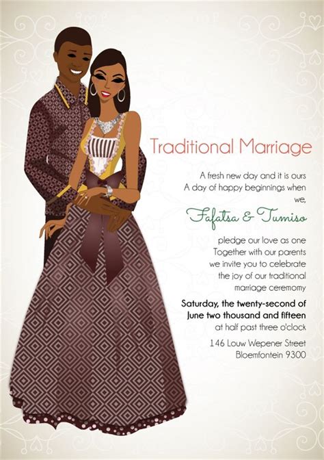 Lerato Sotho South African Traditional Wedding Invitation | Wedding ...