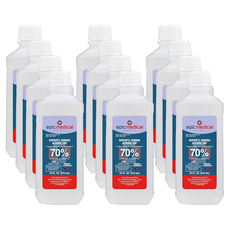 Epic Medical Supply Isopropyl Rubbing Alcohol 70% USP, 16 oz. Bottle, Multipurpose First Aid ...