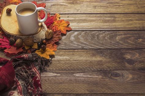 HD wallpaper: autumn, leaves, background, tree, coffee, colorful, scarf, Cup | Wallpaper Flare