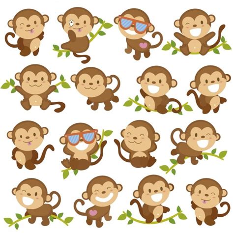 Free Vector | Funny monkey cartoons