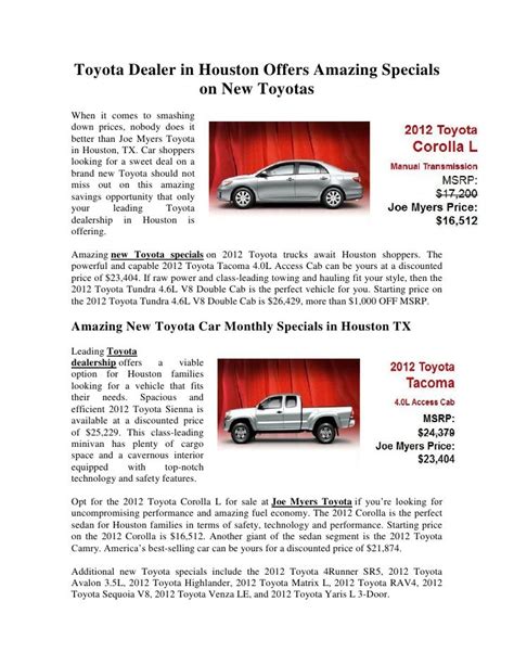 Toyota Dealer in Houston Offers Amazing Specials on New Toyotas