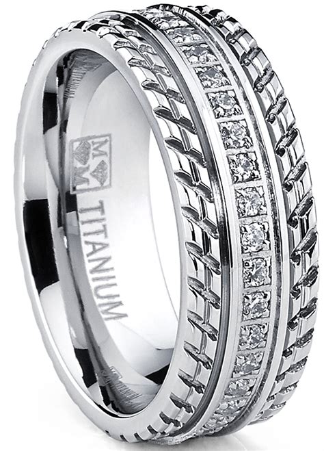 RingWright Co. - Men's Titanium Wedding Band, Engagement Eternity ring, Chevron design, Cubic ...