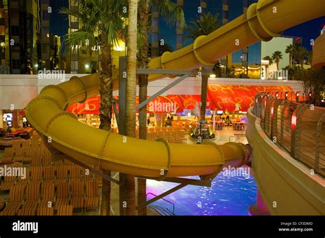 Waterslide at a pool at downtown Las Vegas's Golden Nugget hotel and casino Stock Photo - Alamy