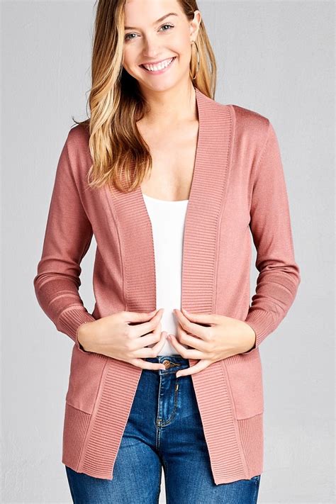 Active Basic - Women's Cardigan Long Sleeve Open Front Draped Sweater ...