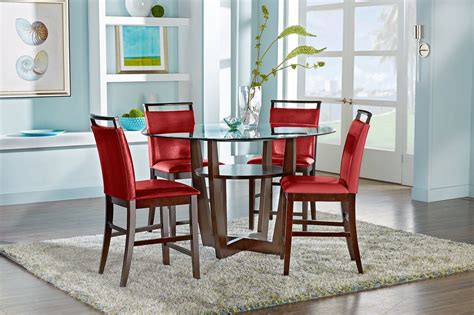 Ciara Espresso 5 Pc 48" Round Counter Height Dining Set with Red Stools for Sale in Greenville ...