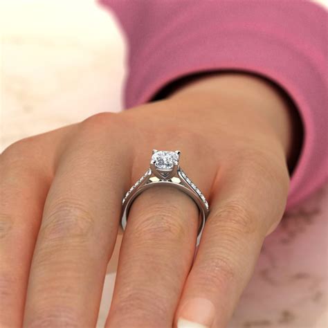 Classic Cathedral Cushion Cut Swarovski Engagement Ring - Yalish Diamonds