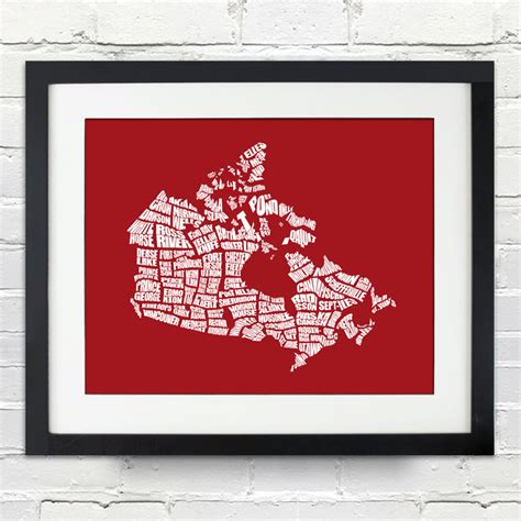 Canada Word Map A Typographic Word Map of Canadian Cities - Etsy