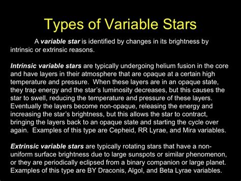 Types of Variable Stars