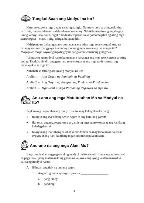 (PDF) Tungkol Saan ang Modyul na Ito? · PDF filepumapaibabaw sa may kulay na bahagi ng mata ...