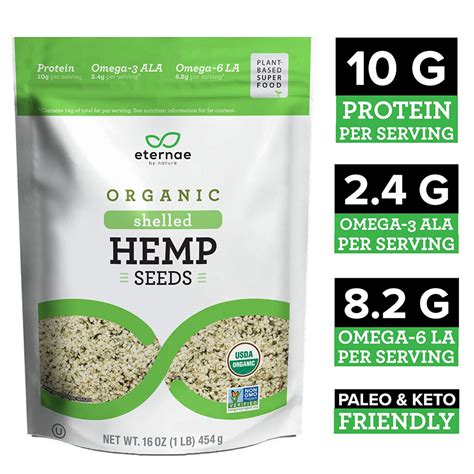 Eternae By Nature Organic Raw Shelled Hemp Seeds, 16 Oz - Non-GMO ...