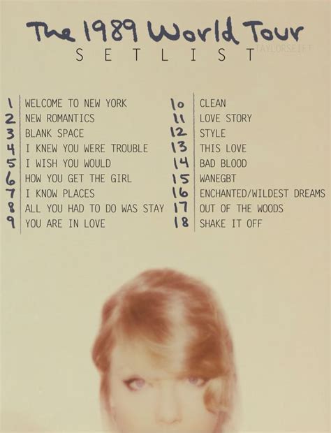 1989 world tour taylor Swifts song list | Taylor swift songs list ...