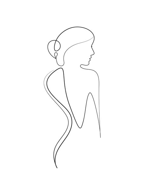 Premium Vector | One line-art woman figure illustration