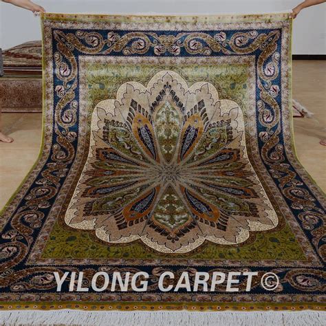 Yilong 6.56'x9.84' Handmade traditional turkish silk rug light green hereke silk carpets for ...