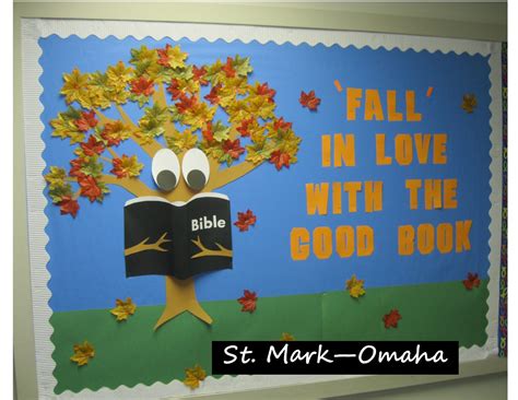 Sunday school bulletin board for fall; the book stands out from the board and t… | Fall church ...