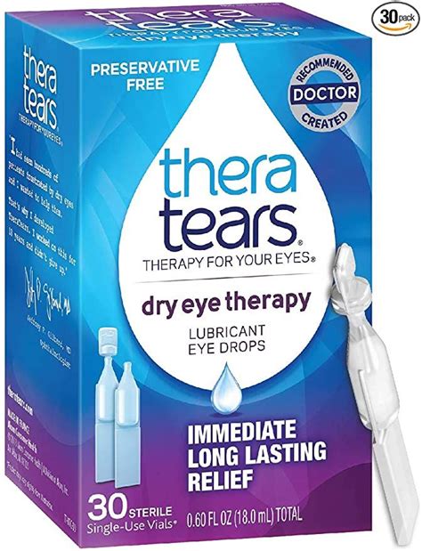 TheraTears Dry Eye Therapy Lubricating Eye Drops for Dry Eyes, Preservative Free eye drops, 30 ...