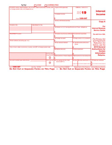 IRS Form 1099-INT - 2019 - Fill Out, Sign Online and Download Fillable PDF | Templateroller