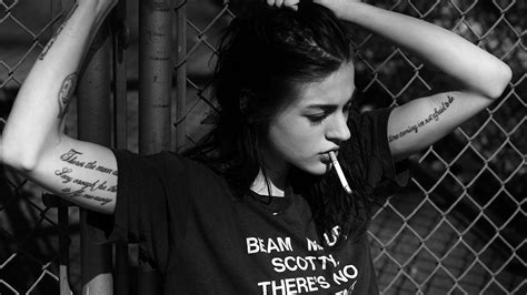 women, Tattoos, Smoking, Frances Bean Cobain, Monochrome Wallpapers HD ...