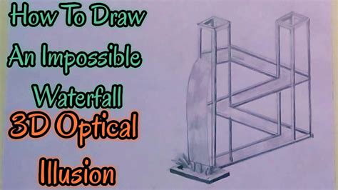 How To Draw The Impossible Waterfall 3D Optical Illusion / Step By Step ...