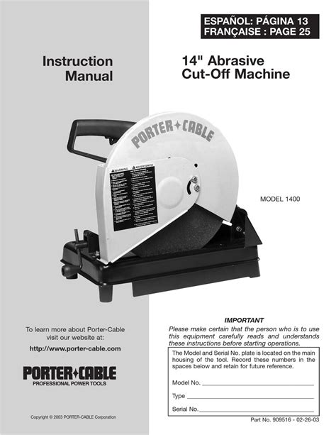 PORTER-CABLE 1400 INSTRUCTION MANUAL Pdf Download | ManualsLib