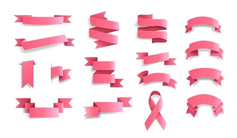 Premium Vector | Pink ribbon vector collection