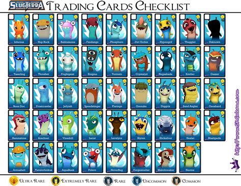 SlugTerra Trading Cards Checklist1 | SlugTerra Printables | Pinterest ...