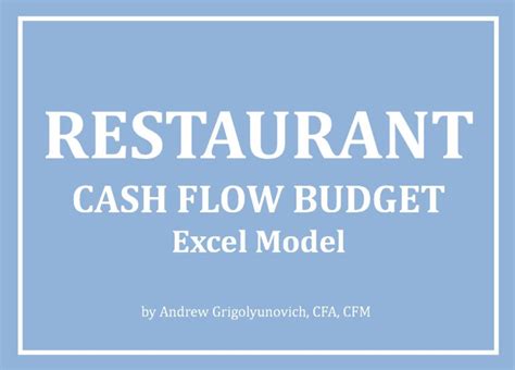 Restaurant - Cash Flow Budget Excel Model - Eloquens