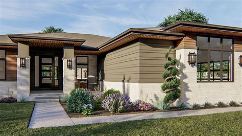 1-Story Modern Prairie-Style House Plan with Side Load Garage - 62808DJ | Architectural Designs ...