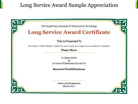 long service award certificate - Sean Abraham