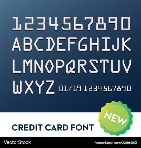 Font for credit cards Royalty Free Vector Image