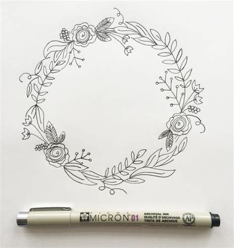 Simple Steps for Drawing a Wreath | Wreath drawing, Bullet journal ...