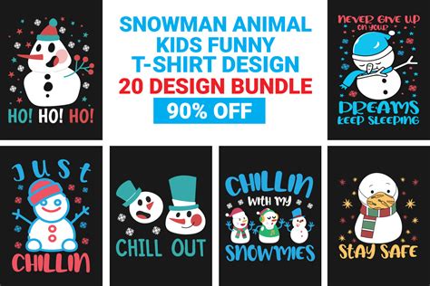 Snowman Animal Kids Funny T-shirt Bundle Bundle · Creative Fabrica