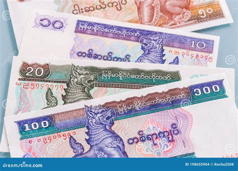 Money from Myanmar, Kyat, Various Banknotes Stock Photo - Image of ...