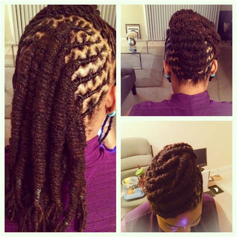 Barrel twist into an updo IG: @thelovelyqueenp | Locs hairstyles, Short locs hairstyles, Natural ...