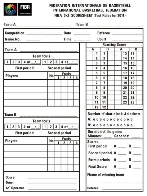 FIBA 3x3 Scoresheet 2011-2021 - Fill and Sign Printable Template Online | US Legal Forms