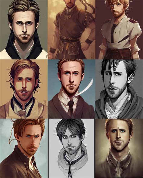 an anime portrait of ryan gosling as a beautiful man | Stable Diffusion