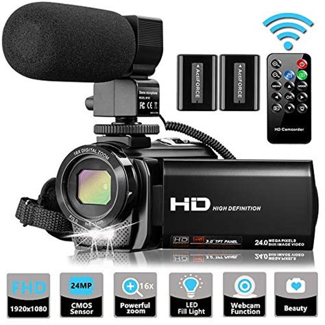 Video Camera Camcorder with Microphone, VideoSky FHD 1080P 30FPS 24MP ...