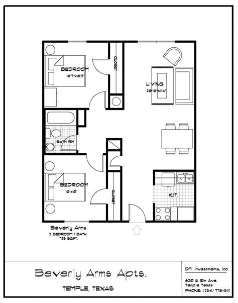 2 Bedroom 1 Bath Floor Plans - Small Showers