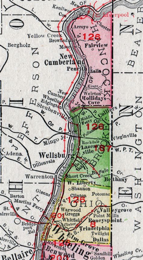 Brooke County, West Virginia 1911 Map by Rand McNally, Wellsburg ...