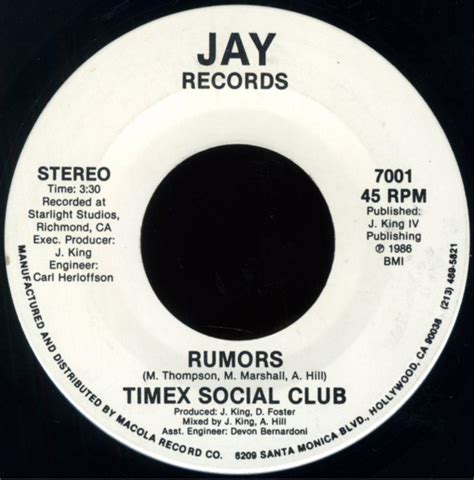 Timex Social Club – Rumors (1986, Vinyl) - Discogs