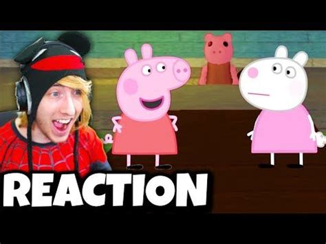 peppa pig and his family react to each other in an animated video game with the caption reaction