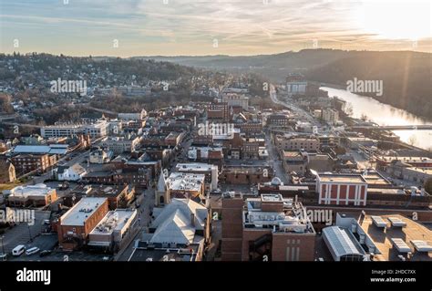 Morgantown, WV - 4 January 2022: Aerial view of downtown Morgantown in ...