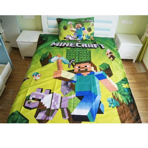 Aliexpress.com : Buy Home Textile Minecraft Bedding Set Cartoon Polyester Bed Linen for Children ...