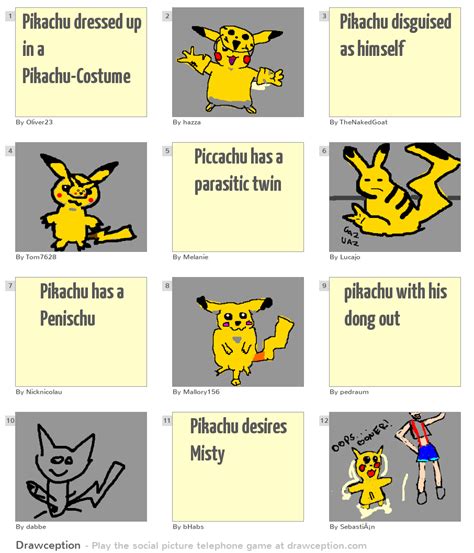 Pikachu dressed up in a Pikachu-Costume - Drawception